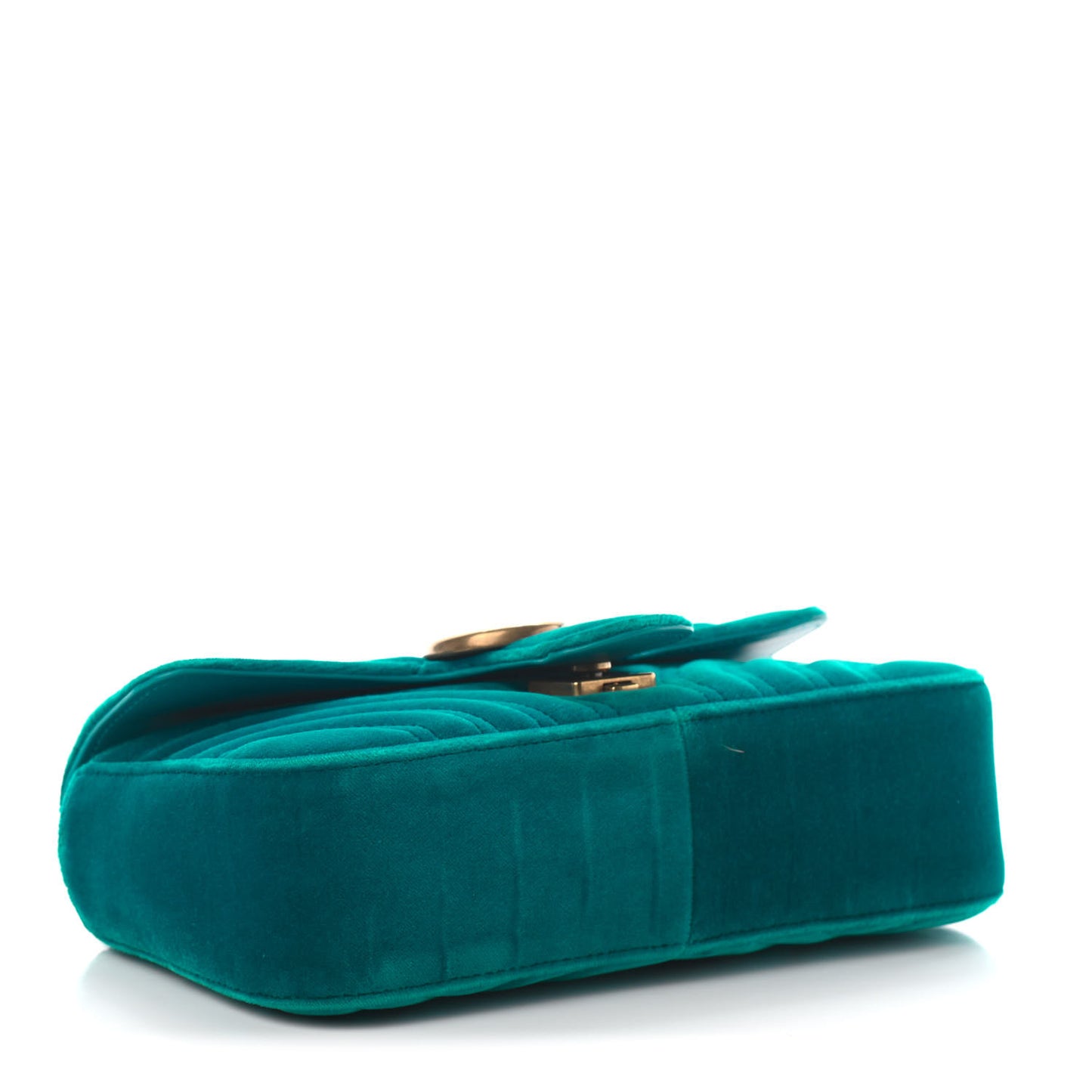 Velvet Matelasse Mini GG Marmont Shoulder Bag Pavone Cyan