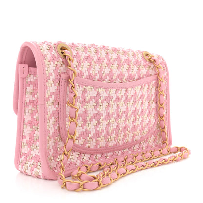 Chanel Metallic Lambskin Viscose Woven Flap Pink Gold 2 of 12