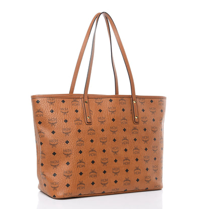 MCM Visetos Medium Anya Top Zip Shopper Tote Cognac 3 of 11