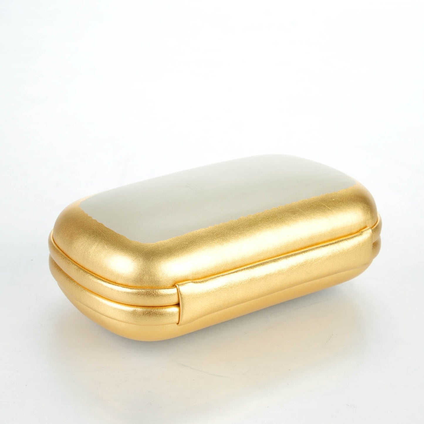 Gilded Waxed Leather Knot Clutch Gold White