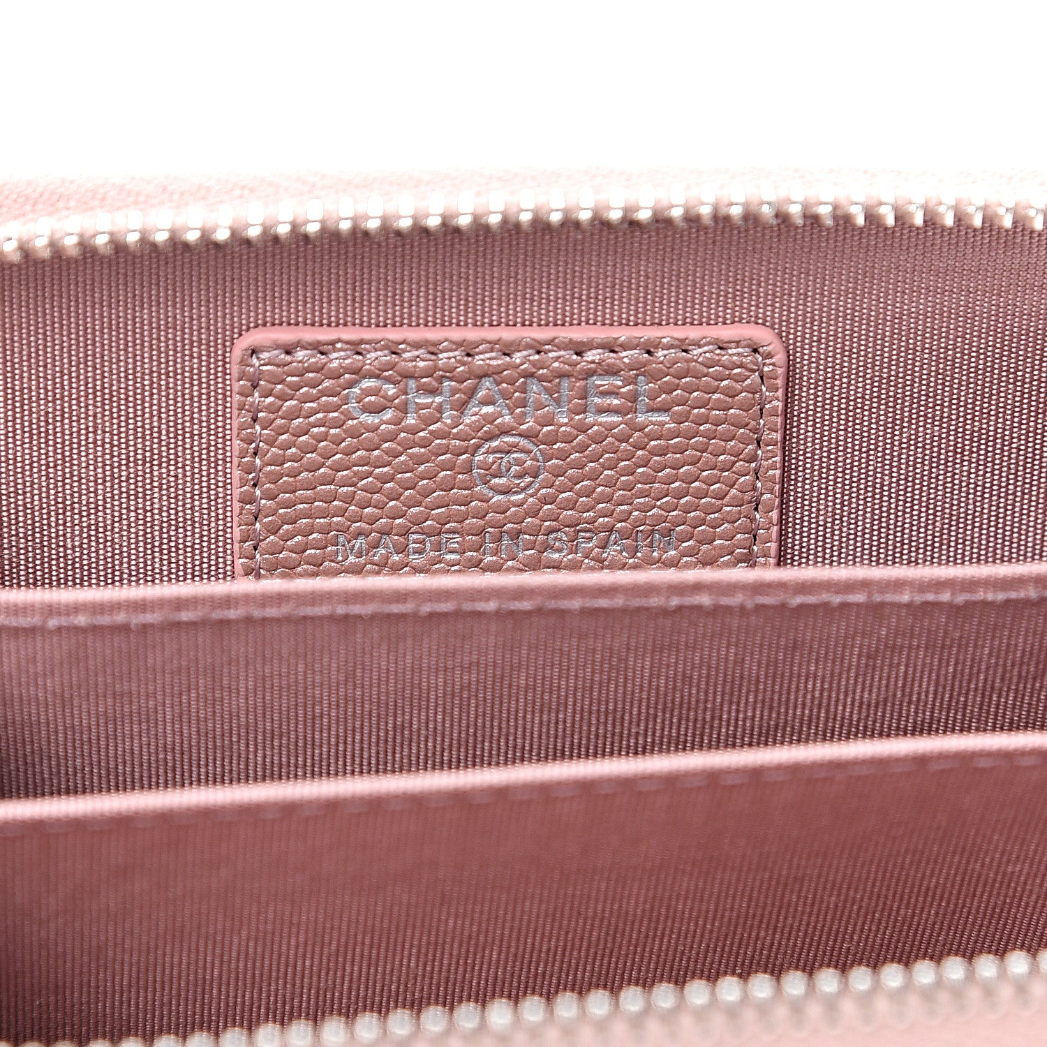 Chanel Metallic Caviar Chevron Quilted Vintage Mademoiselle Zip Coin Purse Pink 5 of 7