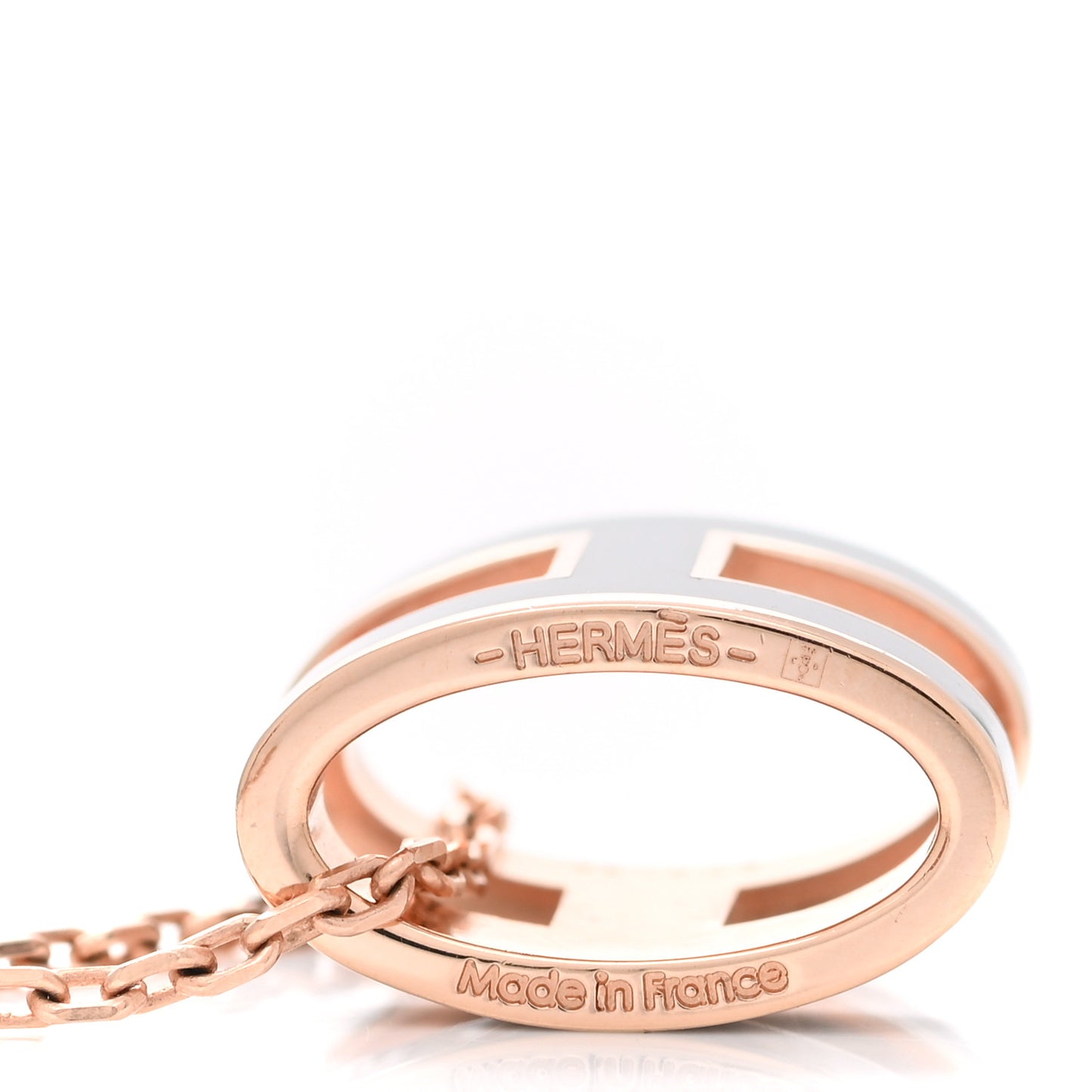 Lacquered Rose Gold Pop H Pendant Necklace Black