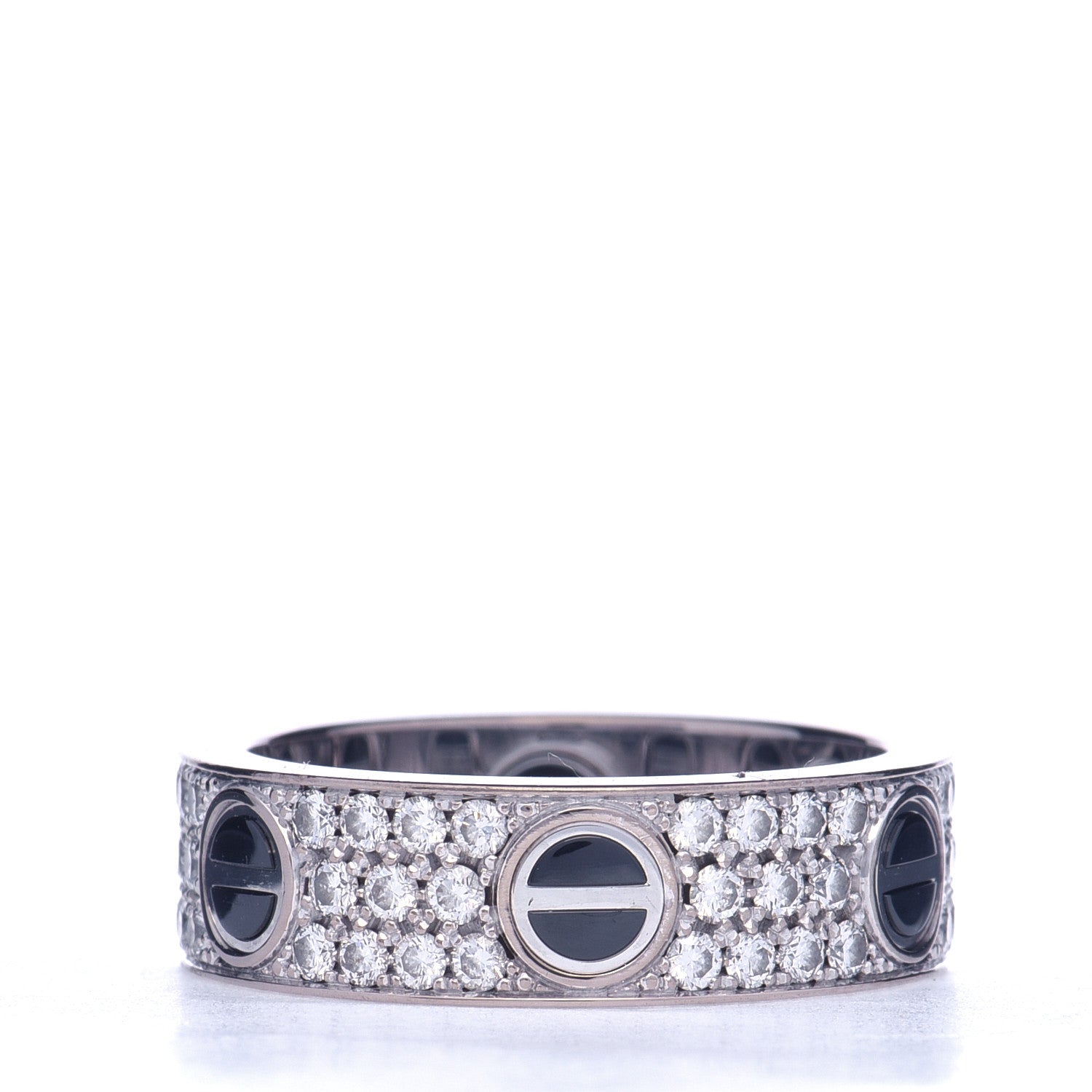Cartier 18K White Gold Diamond Ceramic LOVE Paved Ring 57 8 3 of 7