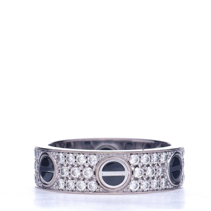 Cartier 18K White Gold Diamond Ceramic LOVE Paved Ring 57 8 3 of 7