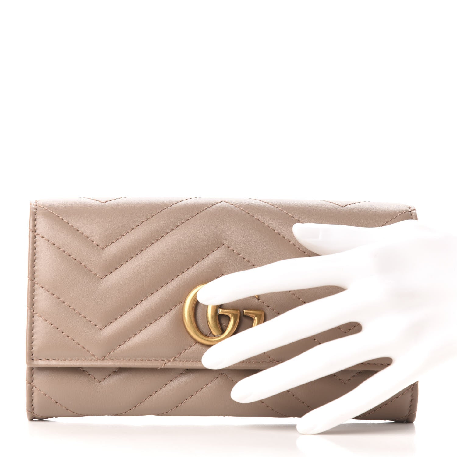 Gucci Calfskin Matelasse GG Marmont Continental Wallet Porcelain Rose 2 of 6