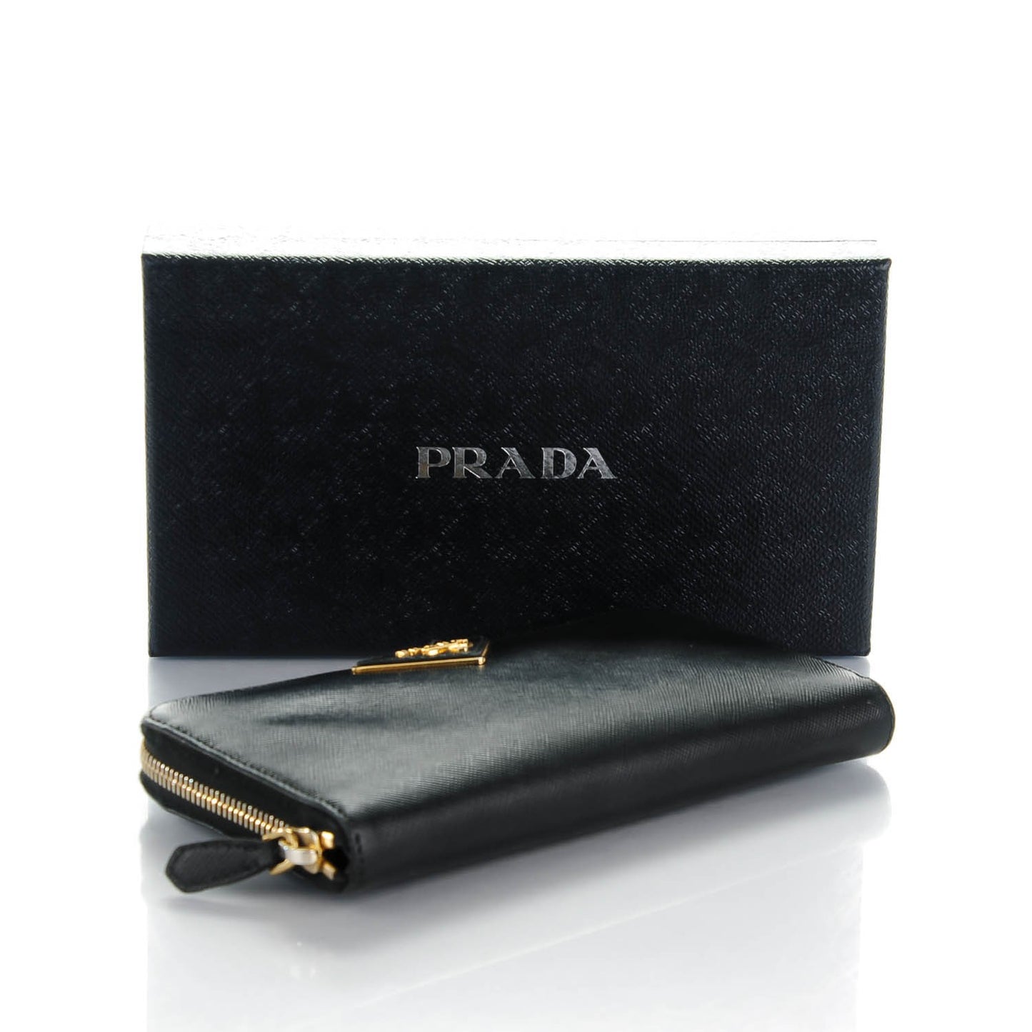 Saffiano Triangle Zip Around Wallet Nero Black