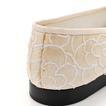 Chanel Fabric Camellia Embroidered Grosgrain Cap Toe Ballerina Flats 35.5 White Black 10 of 11