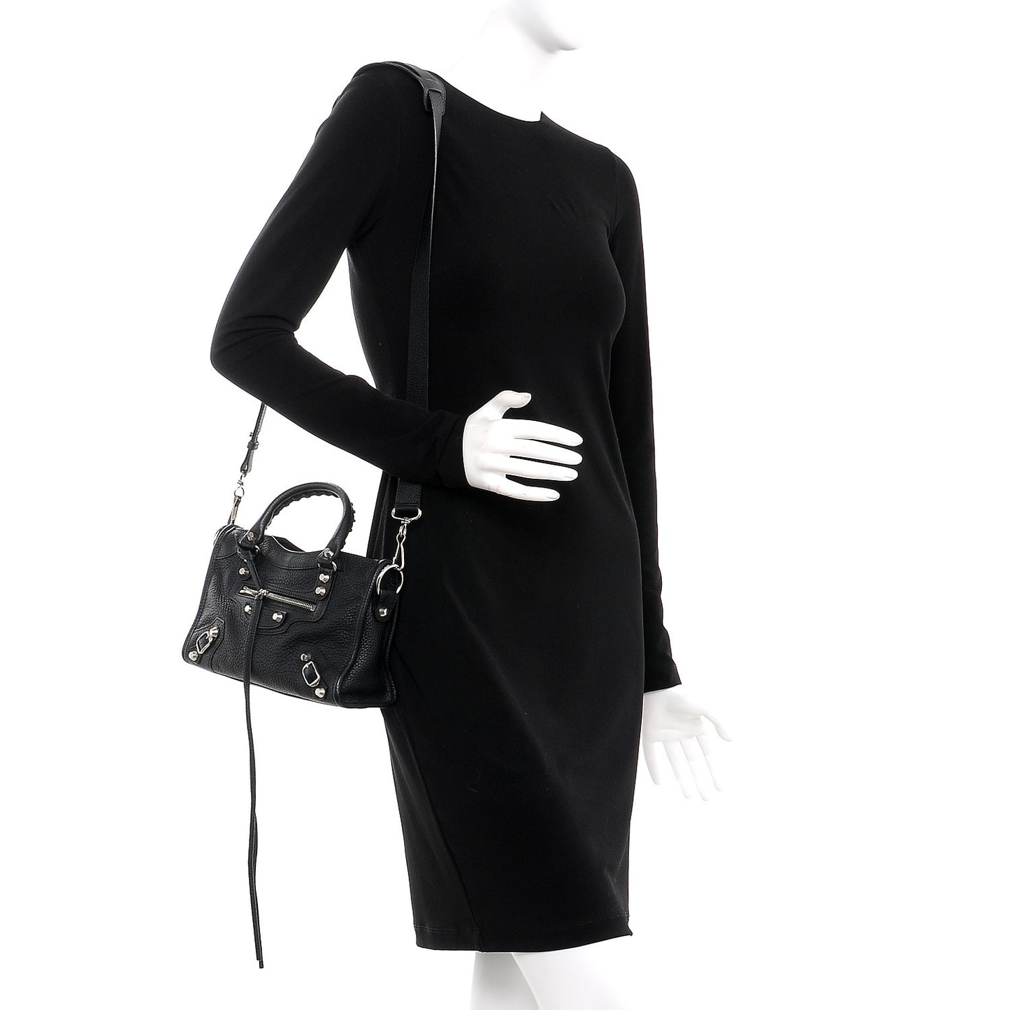 Vibrato Calfskin Classic Silver Hardware Mini City Black