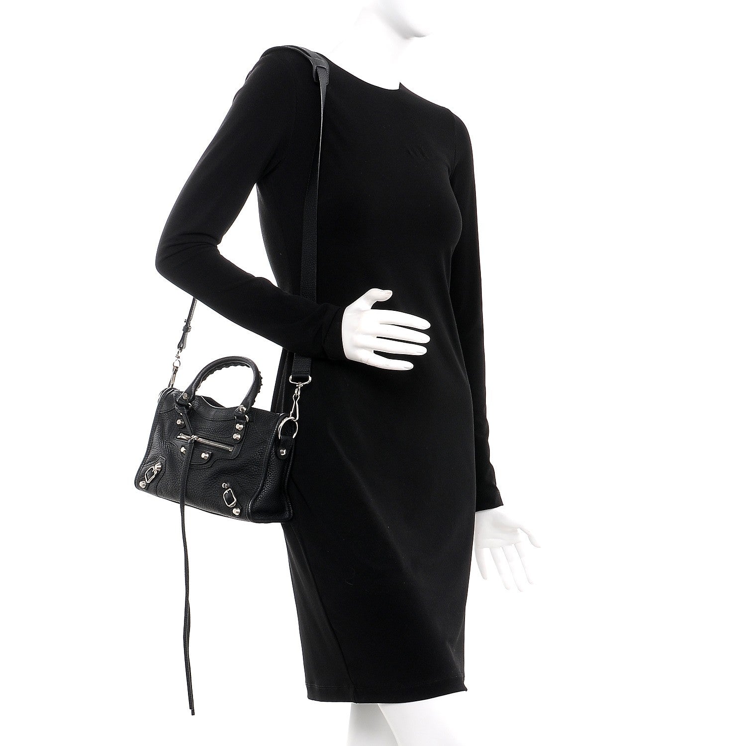 Balenciaga Vibrato Calfskin Classic Silver Hardware Mini City Black 2 of 7