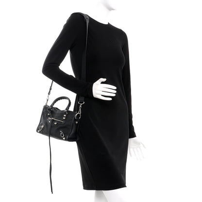 Balenciaga Vibrato Calfskin Classic Silver Hardware Mini City Black 2 of 7