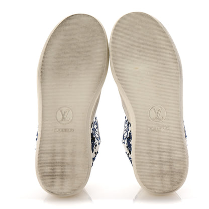 Louis Vuitton Suede Calfskin Floral LV Stadium Low Top Sneaker 37.5 White Blue 6 of 9