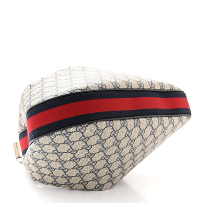 Gucci GG Supreme Monogram Textured Calfskin Web Large Attache Shoulder Bag Beige Blue 4 of 11