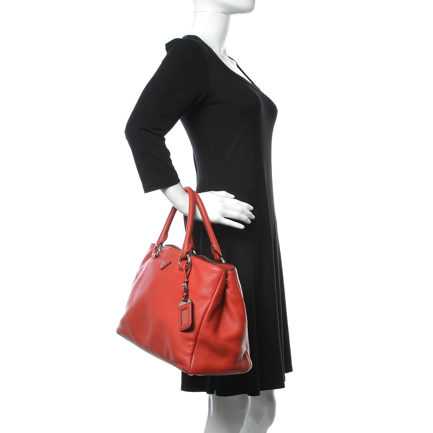 Prada Vitello Daino Tote Rosso 3 of 9