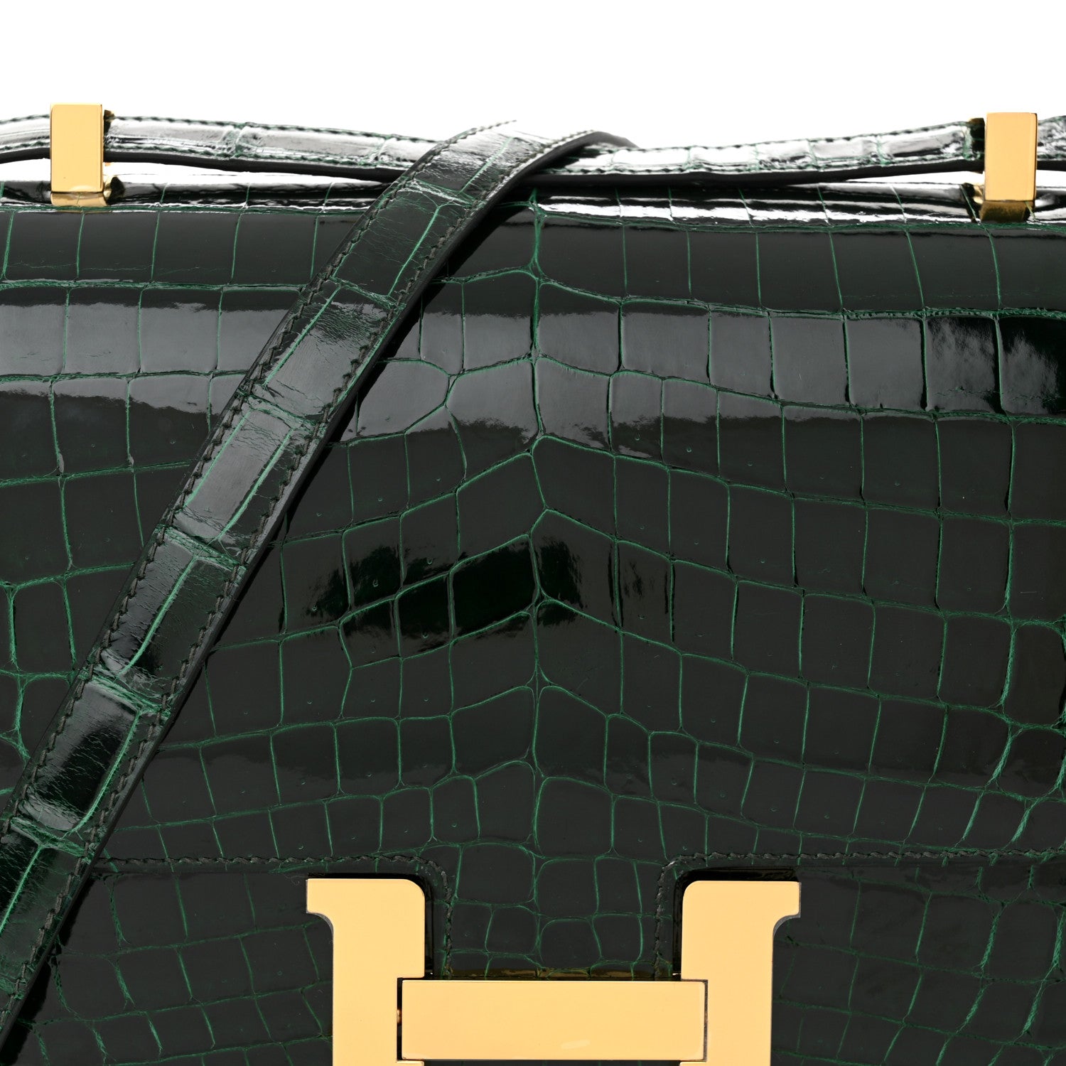 Hermes Shiny Niloticus Crocodile Constance 24 Vert Fonce 8 of 14