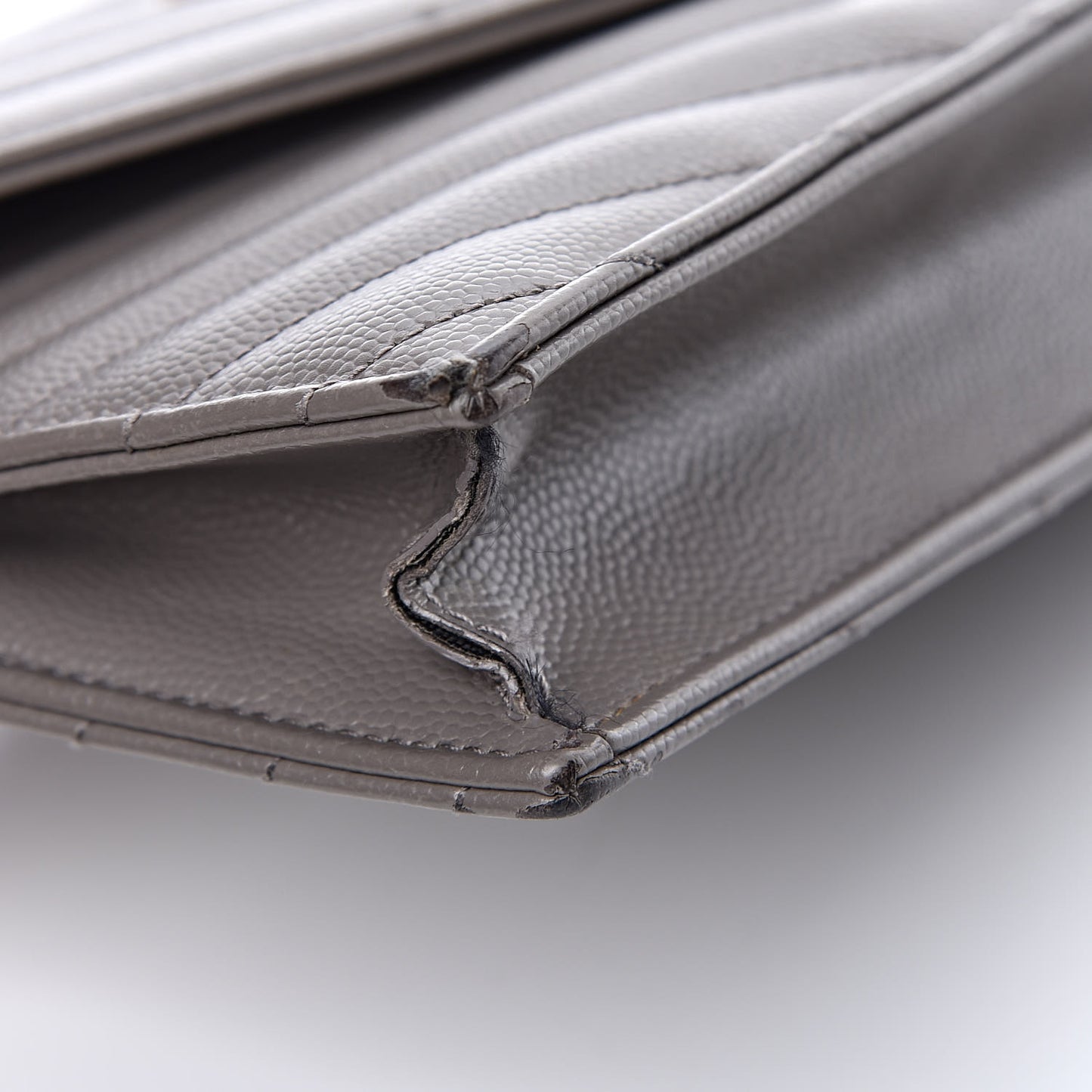 Grain De Poudre Matelasse Chevron Monogram Chain Wallet Fog