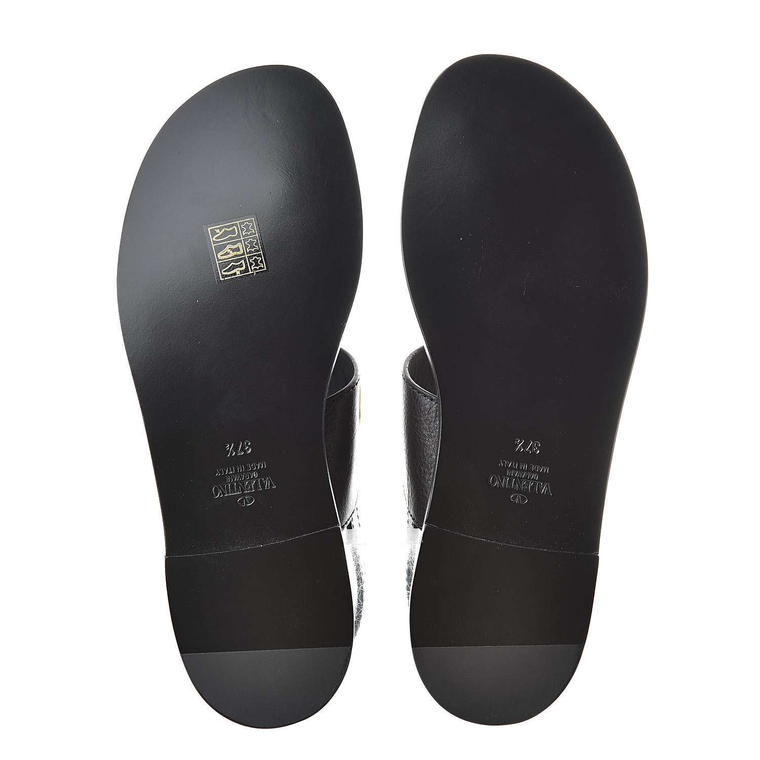 Valentino Garavani Grainy Cowhide Vlogo Slingback Flat Thong Sandals 37.5 Black 5 of 8