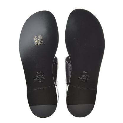 Valentino Garavani Grainy Cowhide Vlogo Slingback Flat Thong Sandals 37.5 Black 5 of 8