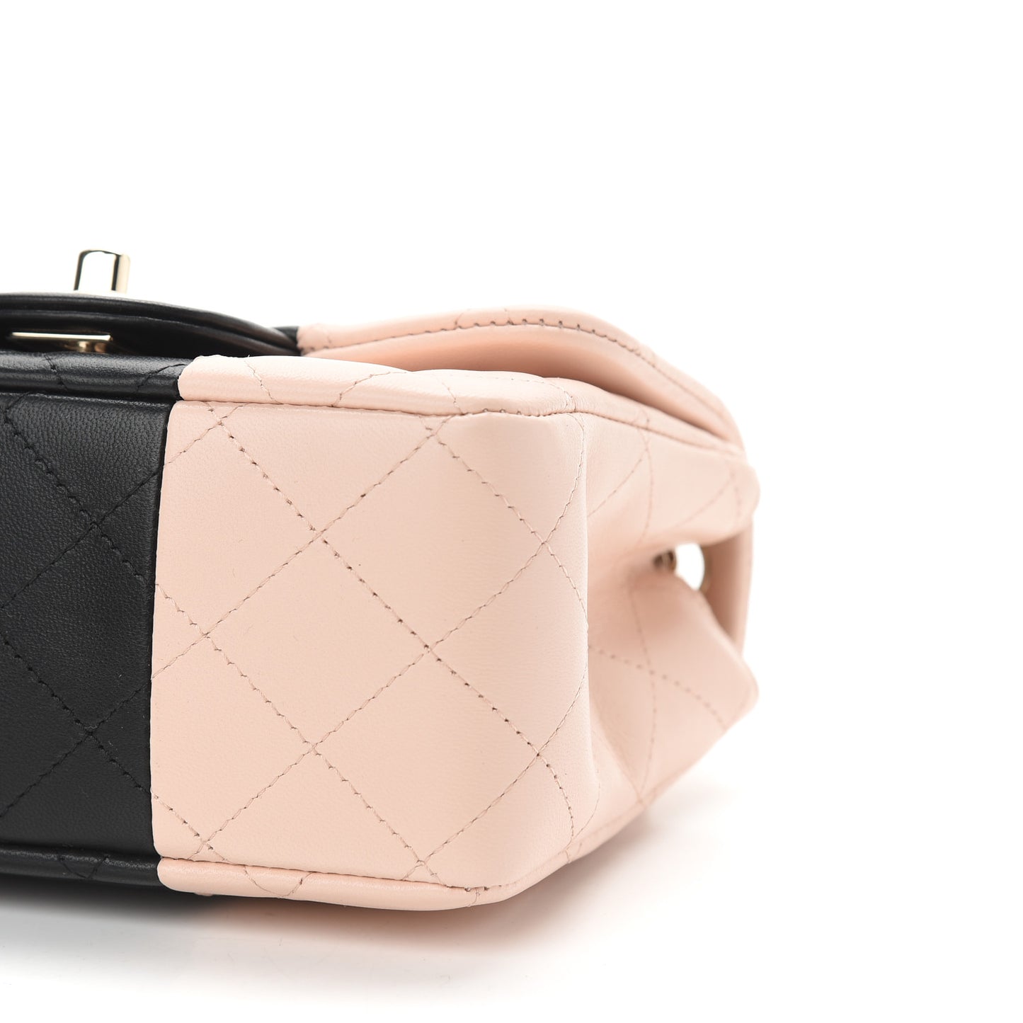 Lambskin Quilted Mini Square Flap Light Beige Black
