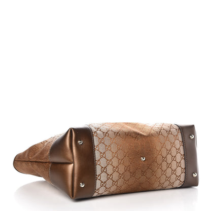 Gucci Monogram Lurex Heart Bit Charm Large Top Handle Tote Bronze 4 of 7