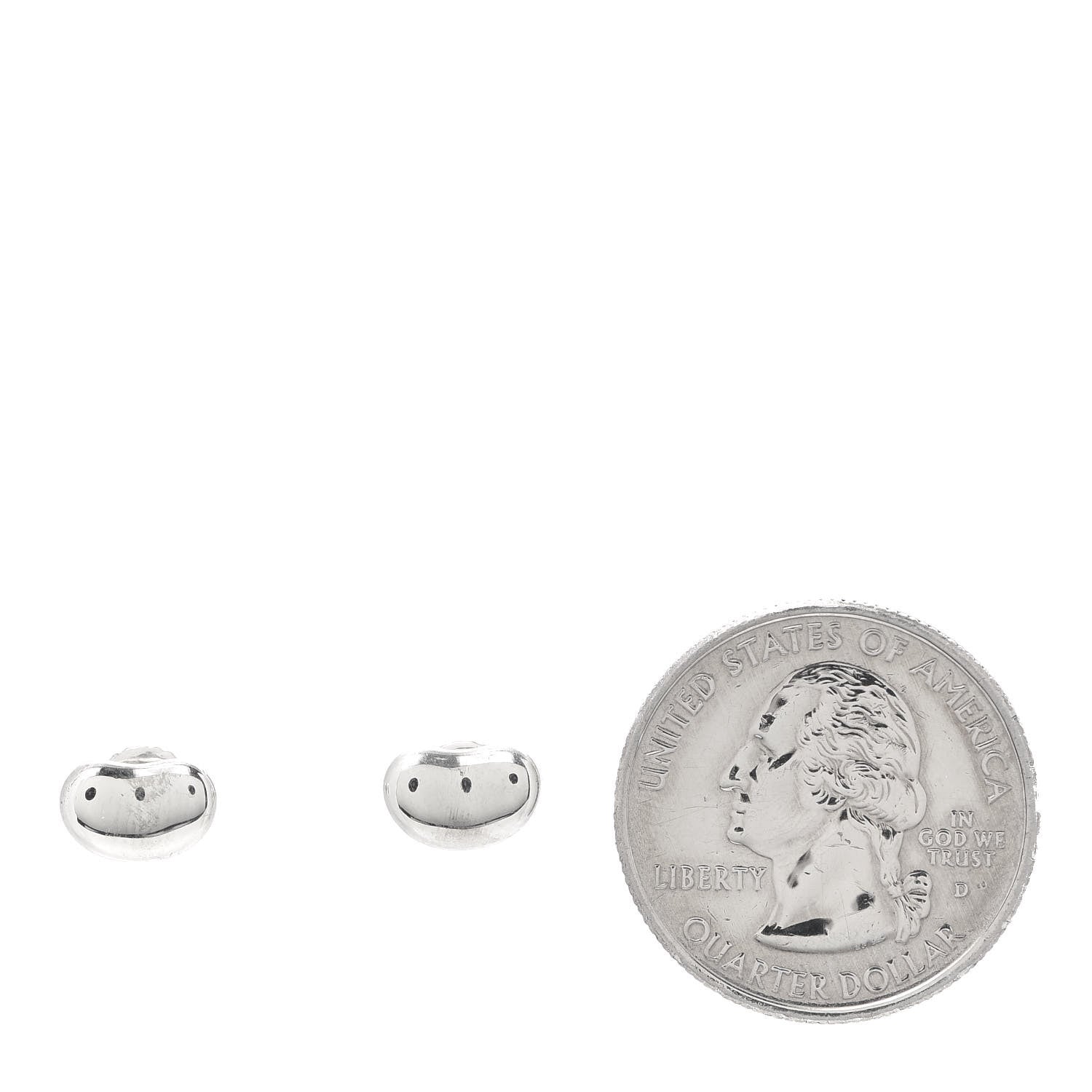 Tiffany Sterling Silver 9mm Elsa Peretti Bean Earrings 2 of 5