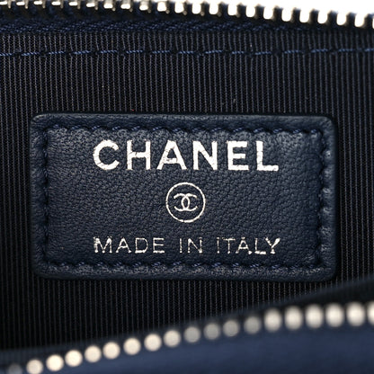 Chanel Lambskin Quilted Zip Around Coin Purse Wallet Blue 6 of 9