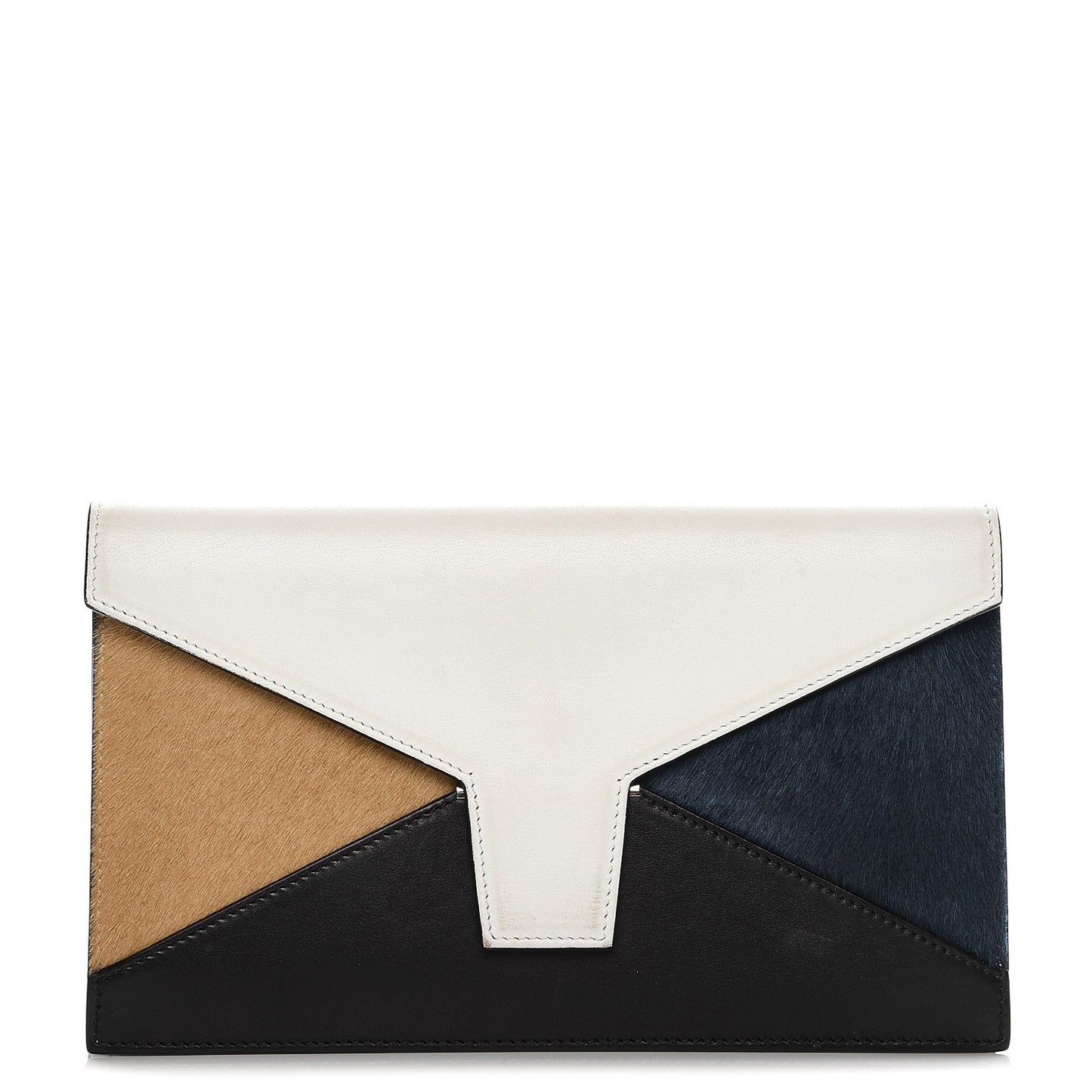 Pony Hair Calfskin Diamond Clutch Wallet White