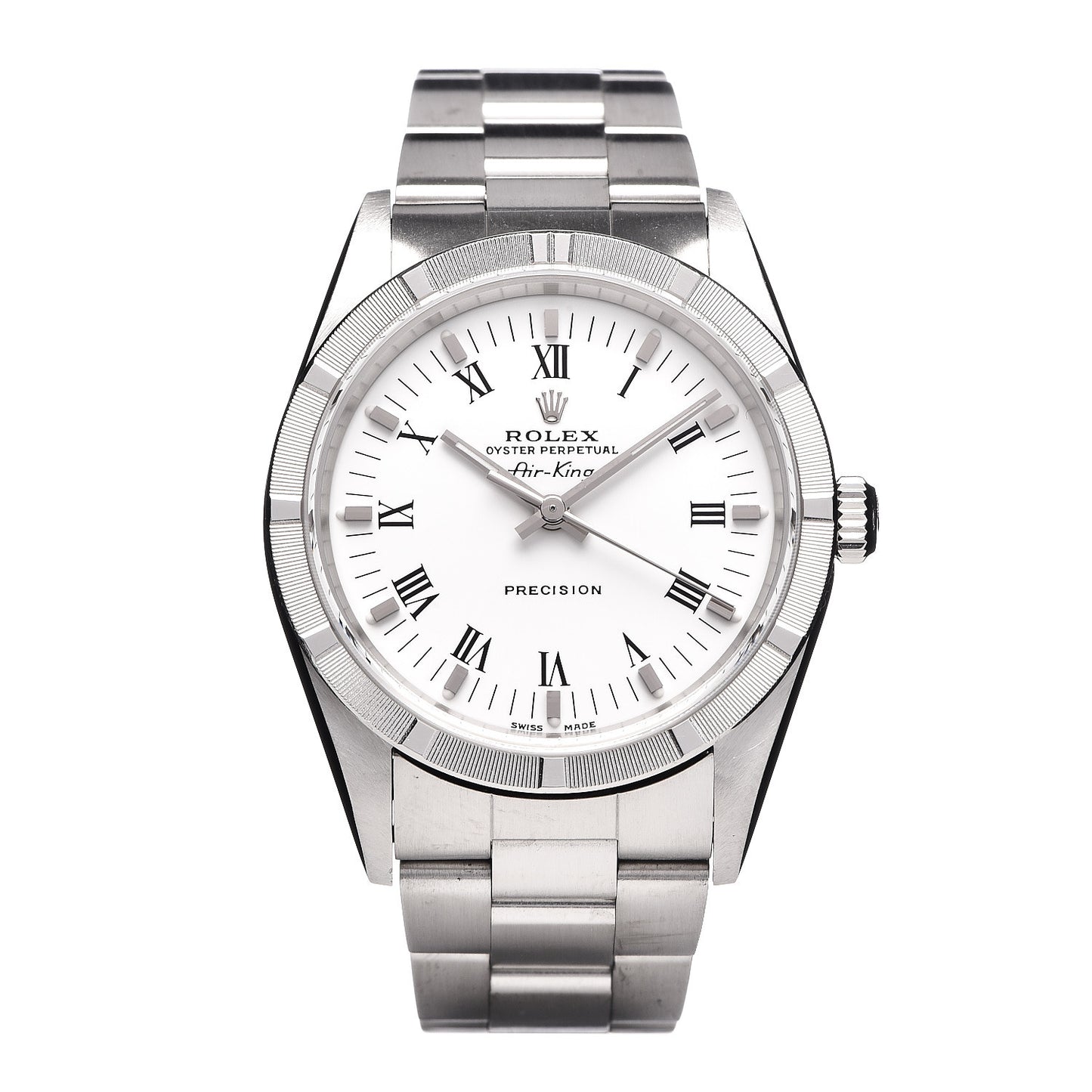 Stainless Steel 34mm Oyster Perpetual Air-King Precision Watch White Roman 14010M