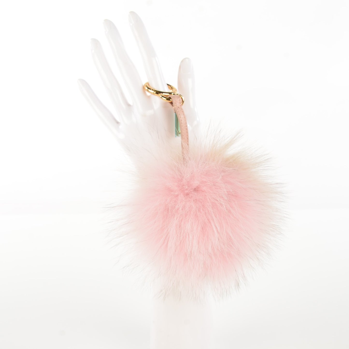 Fox Fur Vitello Elite Bi-Color Pom Pom Bag Charm Rosa Cammello Cipria