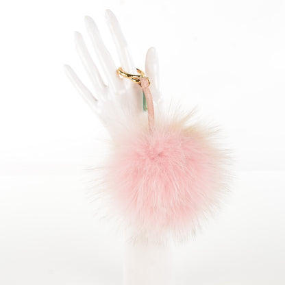 Fendi Fox Fur Vitello Elite Bi-Color Pom Pom Bag Charm Rosa Cammello Cipria 2 of 7