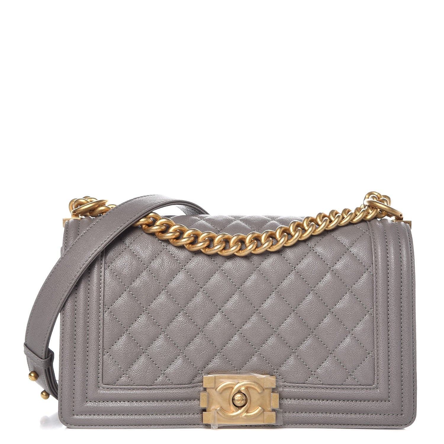 Chanel Caviar Quilted Medium Boy Flap Light Grey 1 of 8