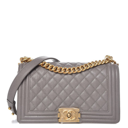 Chanel Caviar Quilted Medium Boy Flap Light Grey 1 of 8