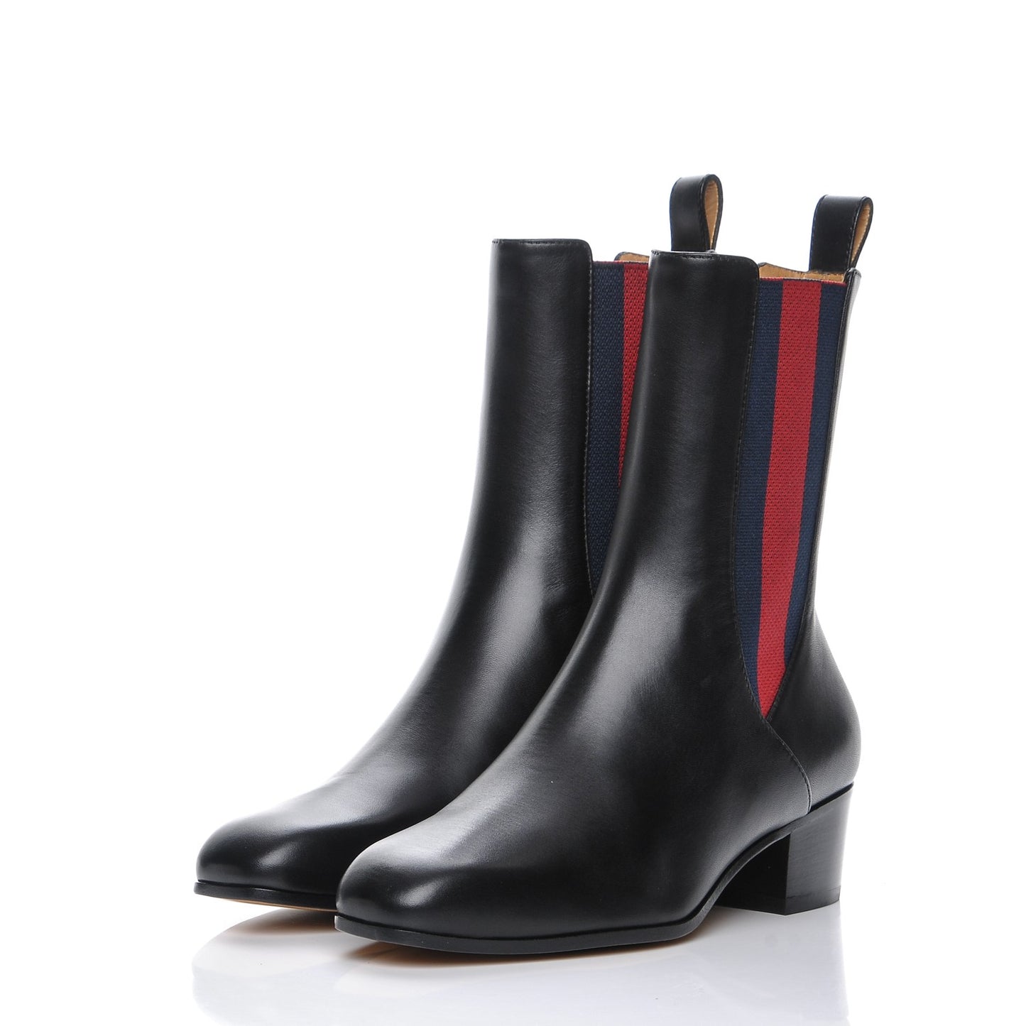 Calfskin Web Karen Ankle Boots 35.5 Black