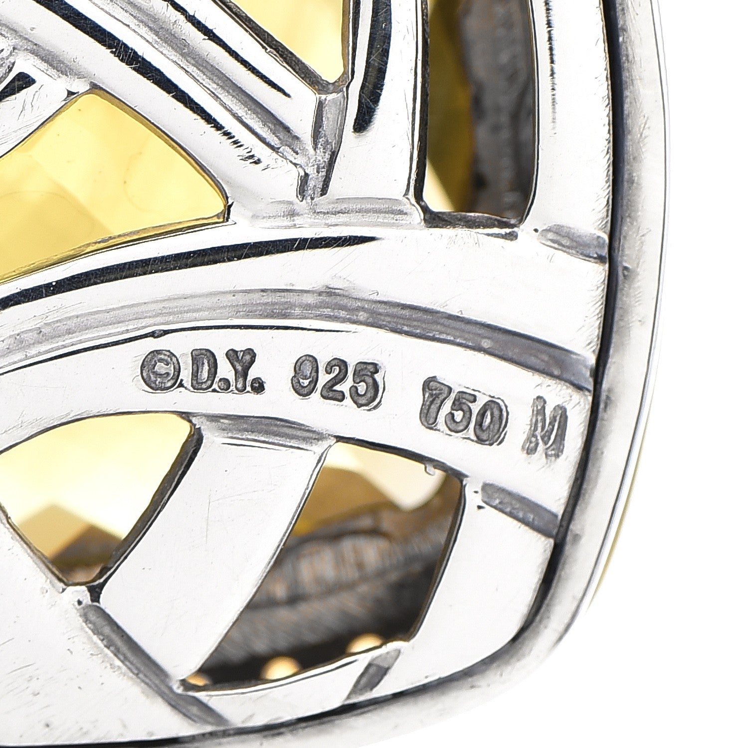David Yurman Sterling Silver 18K Gold Yellow Sapphire Lemon Citrine 19mm Albion Enhancer Pendant 3 of 3