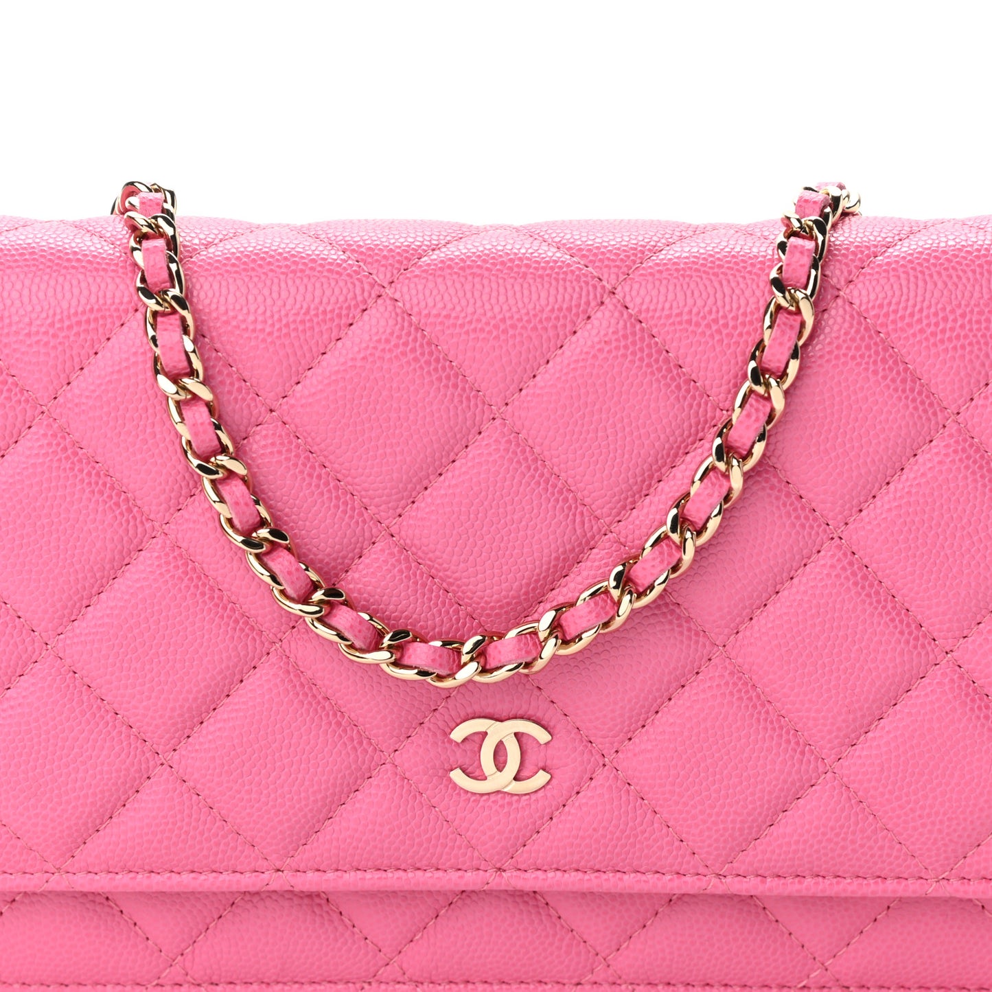 Caviar Quilted Wallet On Chain WOC Pink