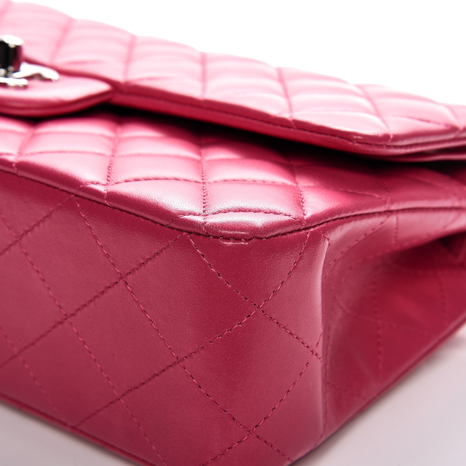 Chanel Lambskin Quilted Medium Double Flap Dark Pink 9 of 12