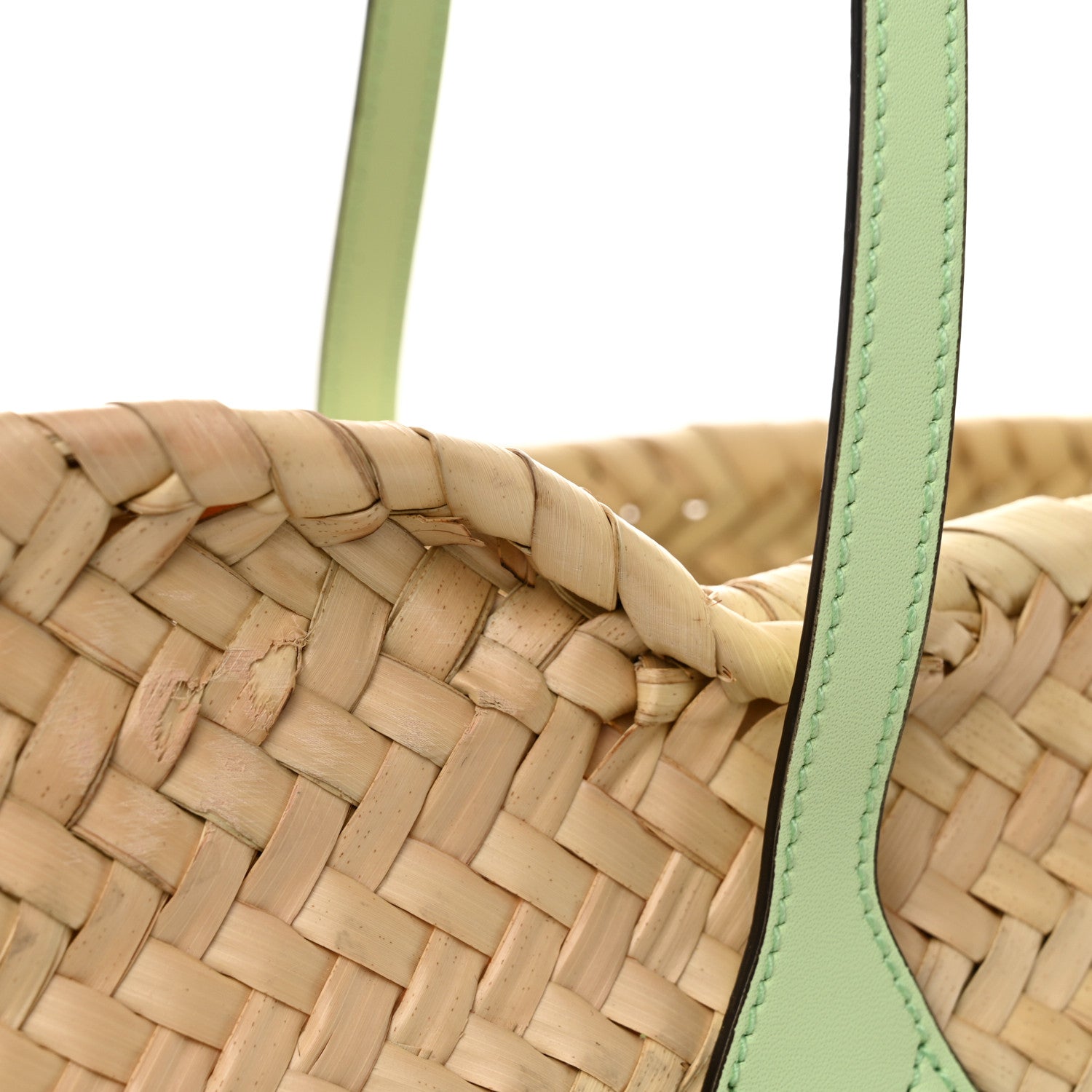 Gucci Straw Calfskin Plexiglass Small Logo Tote Pale Green 12 of 12