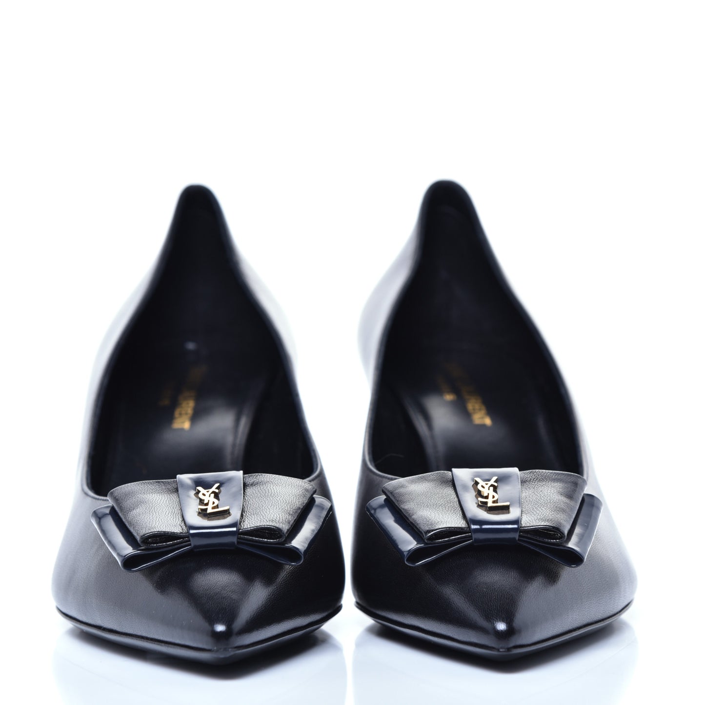 Calfskin Bow Anais Pumps 41 Black Navy