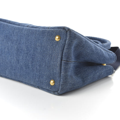 Prada Denim Small Logo Tote Bleu 8 of 10