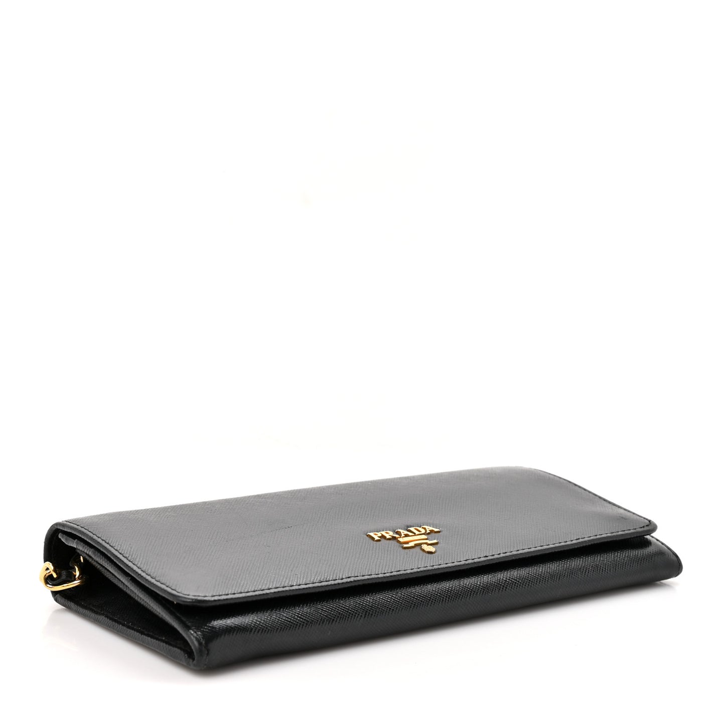 Saffiano Metal Oro Chain Wallet Black