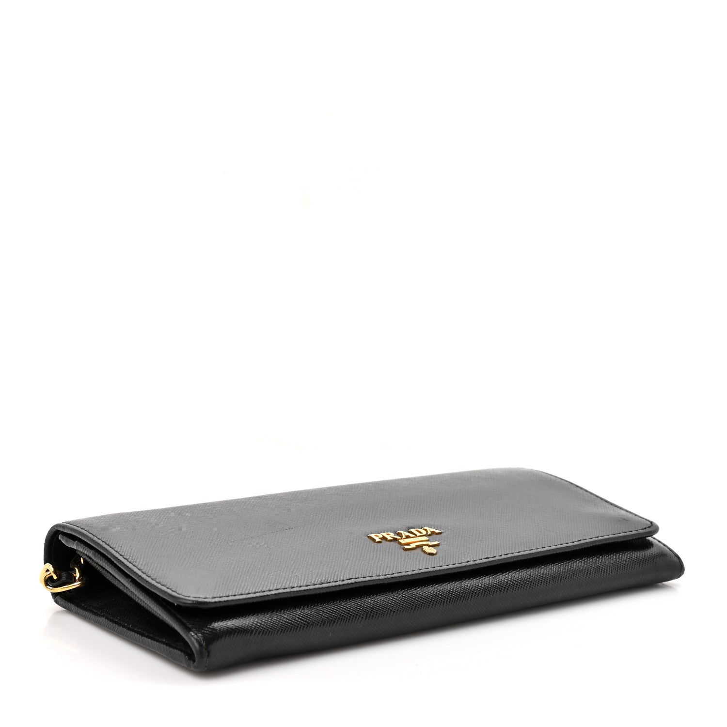Prada Saffiano Metal Oro Chain Wallet Black 4 of 13
