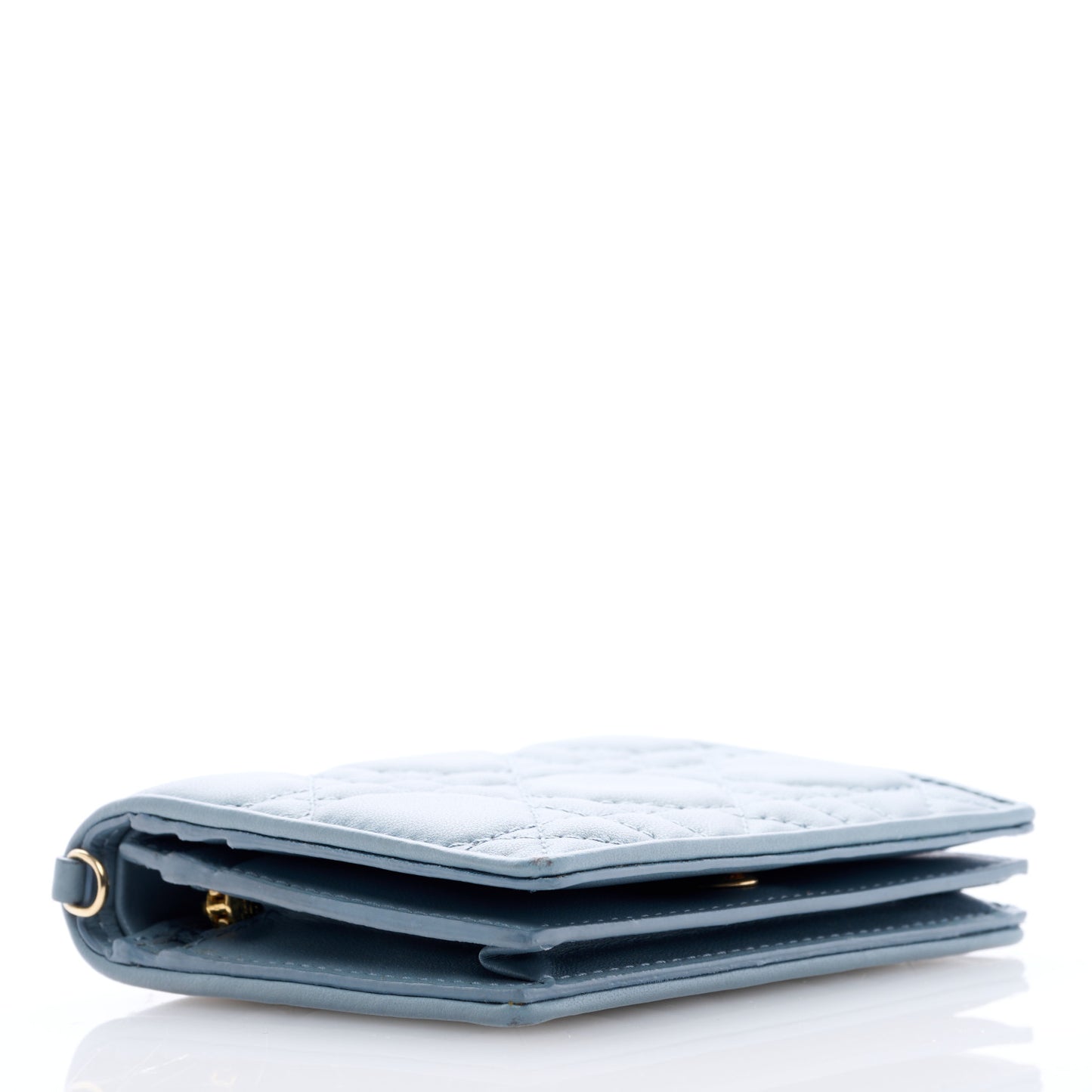 Lambskin Cannage Mini Lady Dior Wallet Cloud Blue