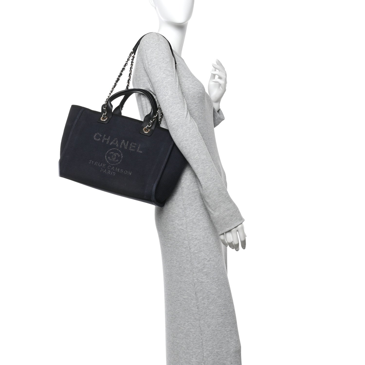 Chanel Mixed Fibers Small Deauville Tote Black 3 of 12