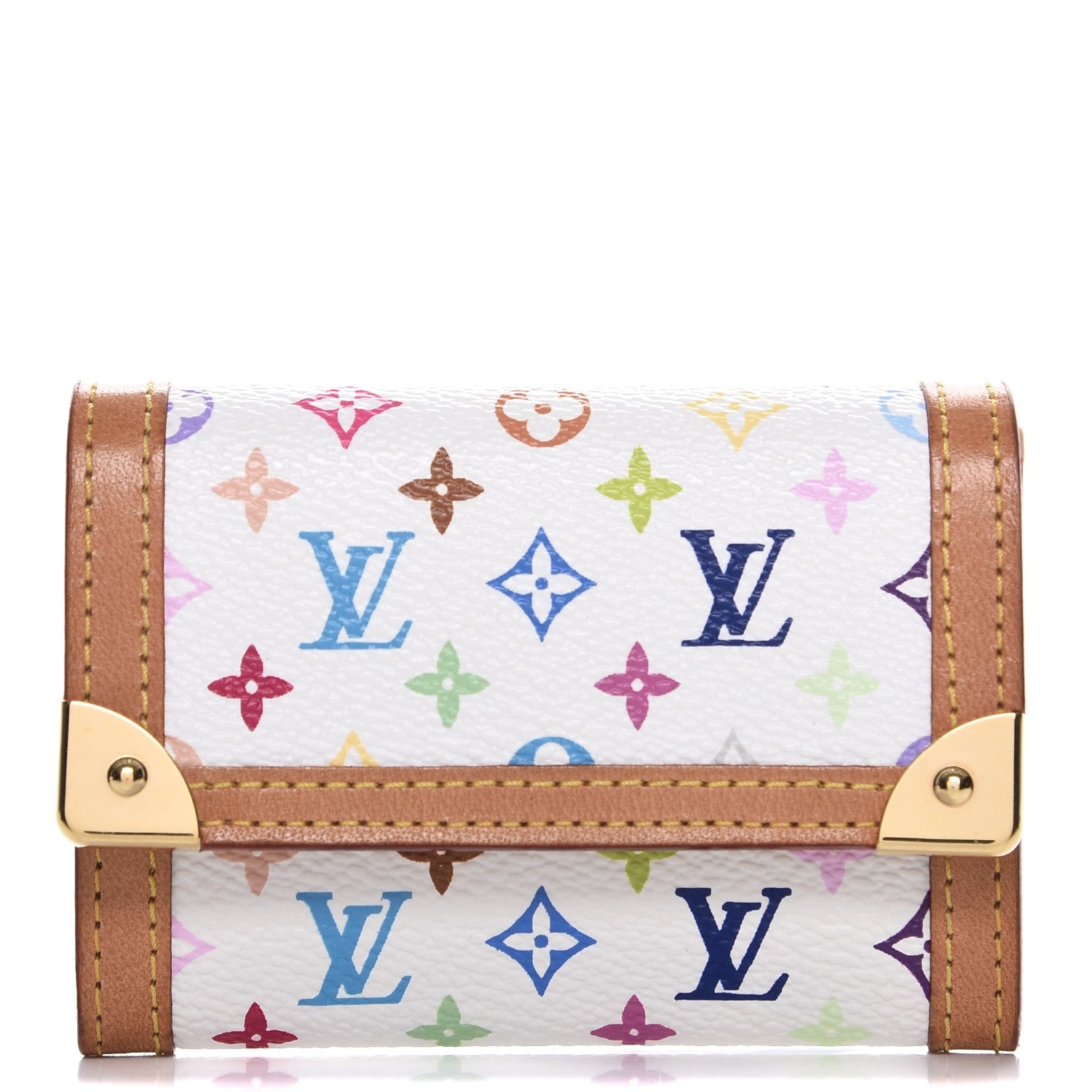 Louis Vuitton Monogram Multicolor Porte-Monnaie Plat Coin Purse White 1 of 8