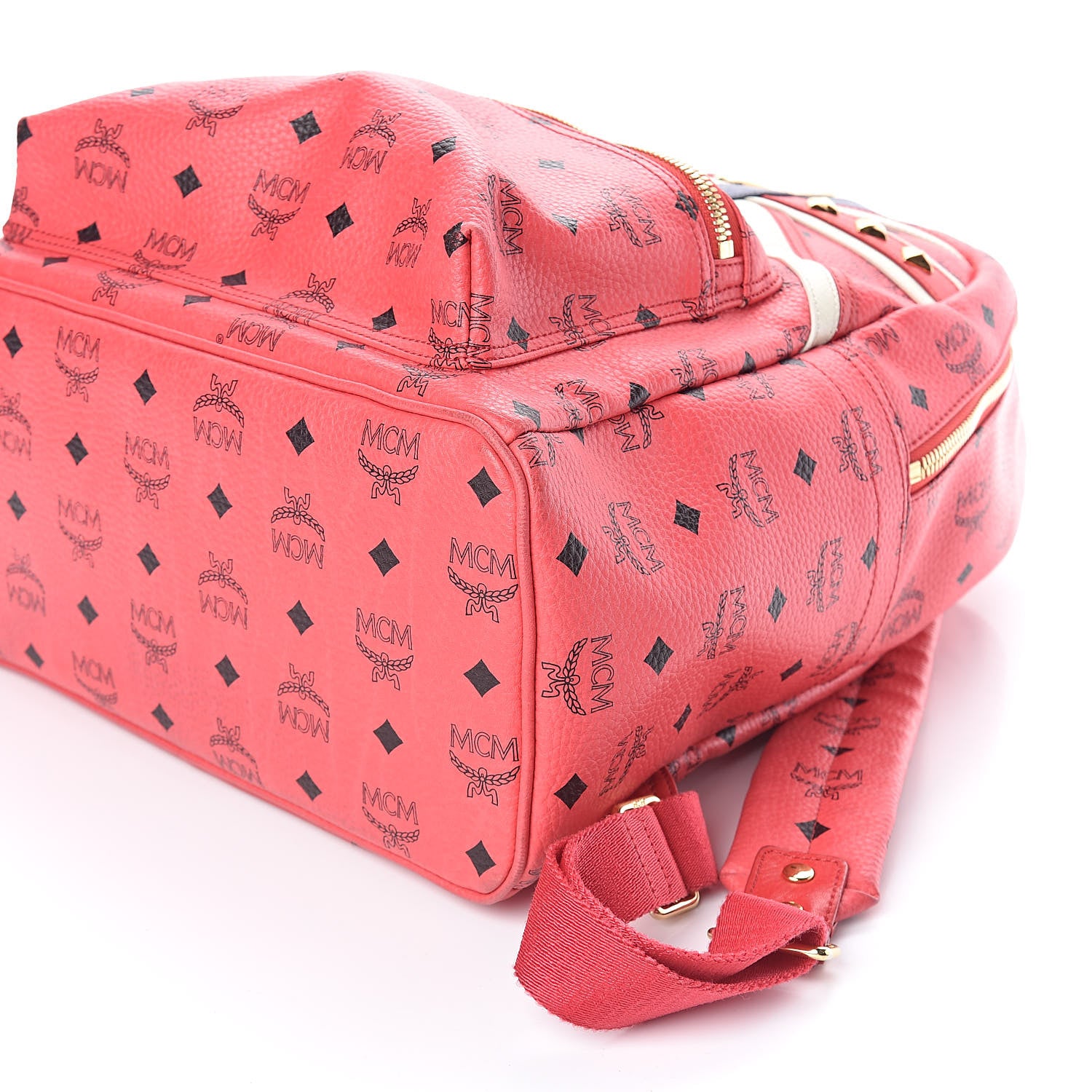MCM Visetos Studded Medium Stark London Olympic Backpack Corail 9 of 13