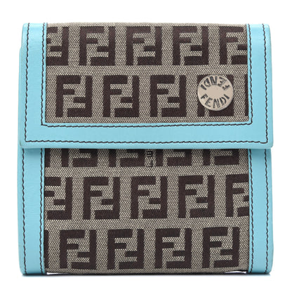 Fendi Zucchino Compact Wallet Brown Blue 1 of 18