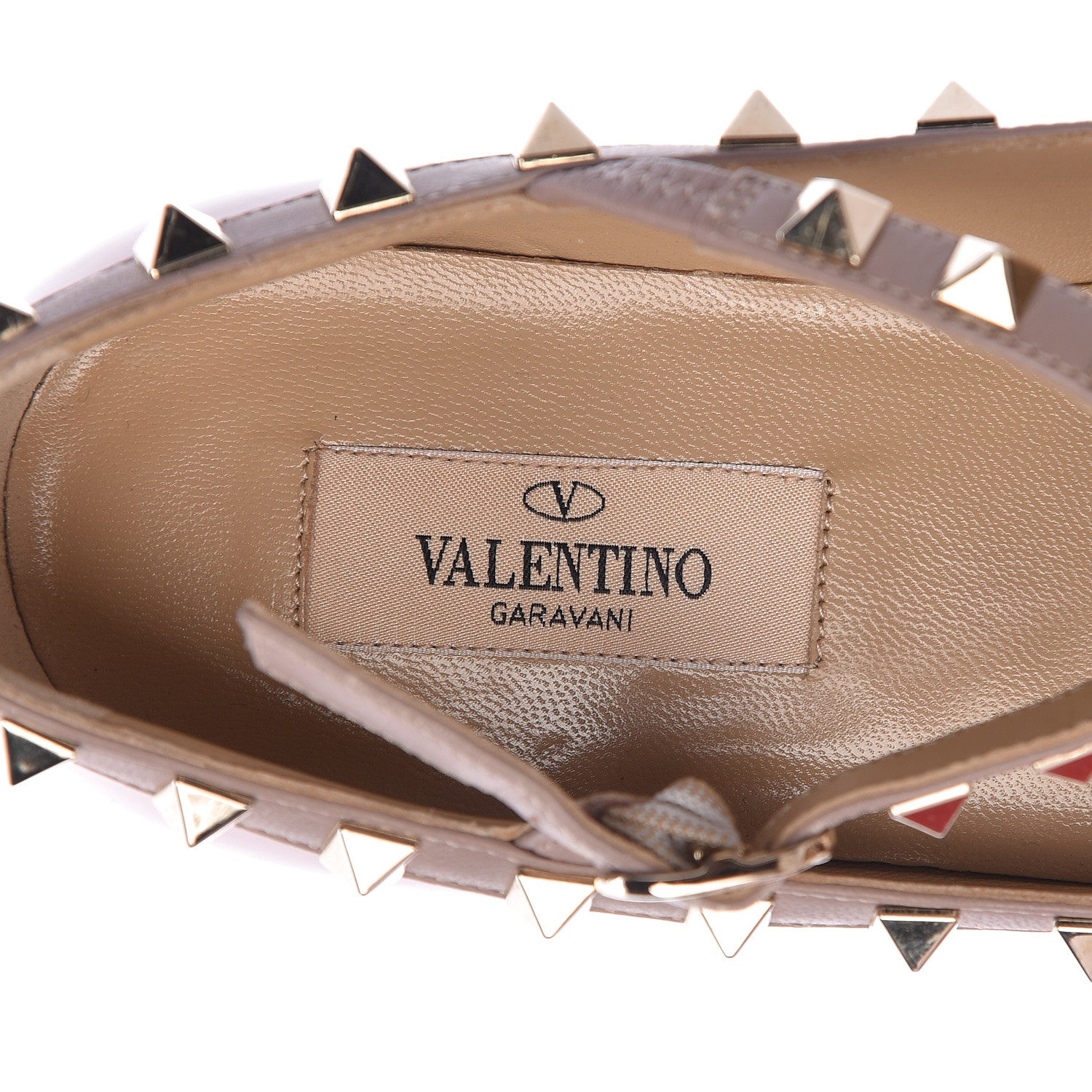 Valentino Garavani Patent Nappa Rockstud Cage Ballerina Flats 36 Cipria Poudre 6 of 8