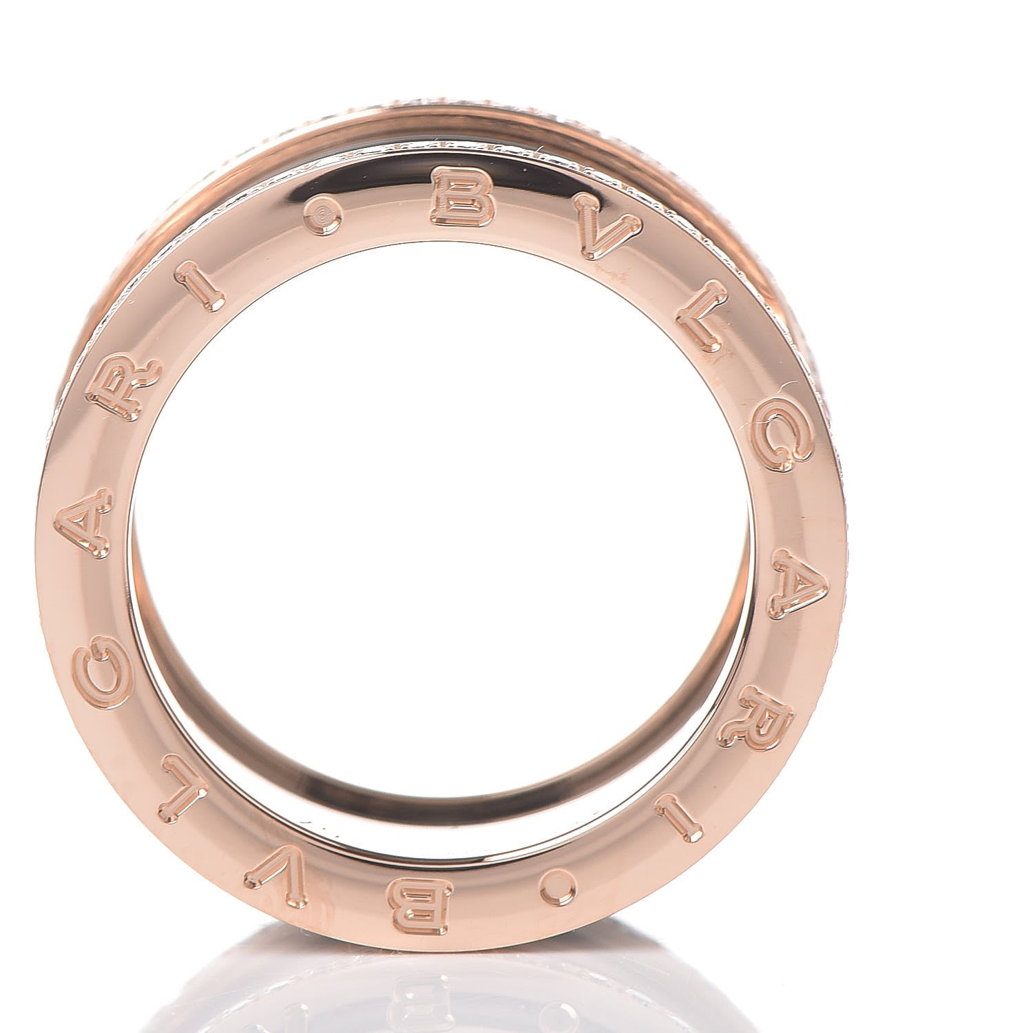 Bulgari 18K Rose Gold Black Ceramic Diamond B.Zero1 Four-Band Ring 57/8.25 5 of 6