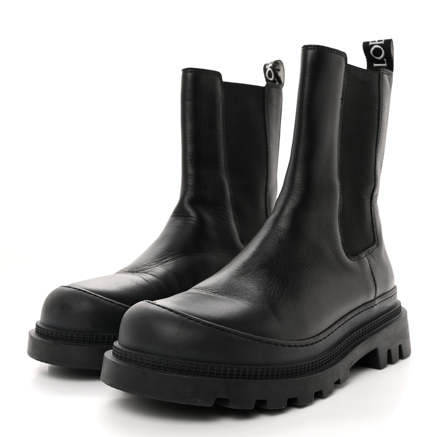 Calfskin Logo Chelsea Boots 38 Black
