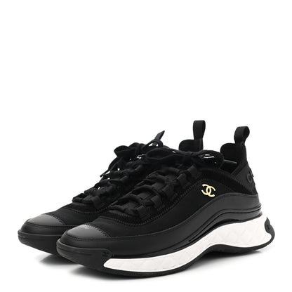 Chanel Velvet Calfskin Mixed Fibers CC Sneakers 40 Black 3 of 9