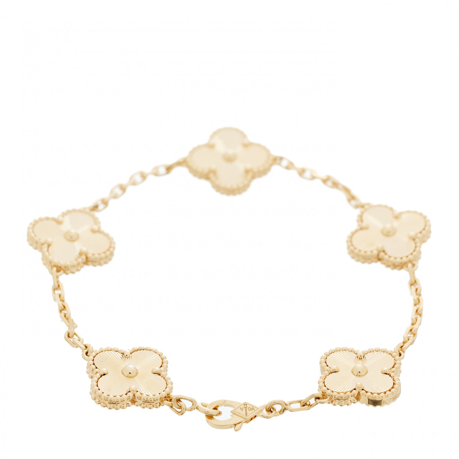 Van Cleef & Arpels 18K Yellow Gold 5 Motifs Guilloche Vintage Alhambra Bracelet 2 of 6